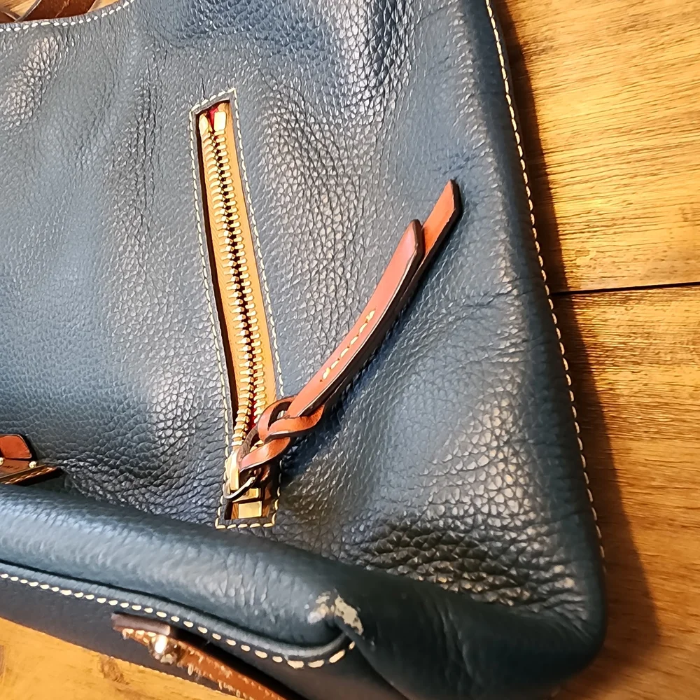 Dooney & Bourke Teal Leather Hobo Bag with Gold Accents